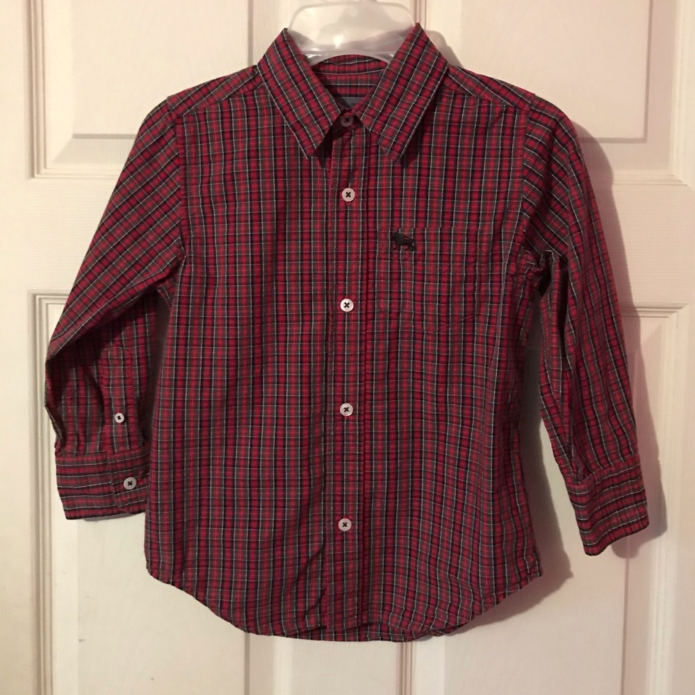 Old Navy Multicolor Plaid LS Button Down Boys XS